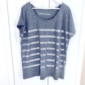 NWOT Pennington’s X Festive Heather Charcoal Shiny Checkered Geometric Stripes